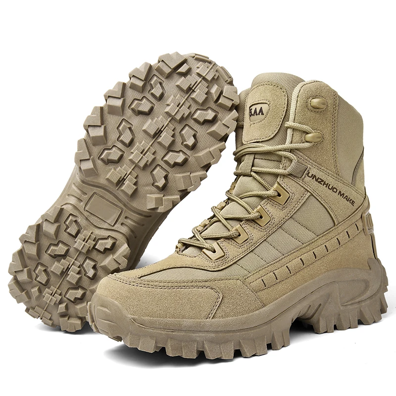 Botas de combate para el desierto para hombre, botas tácticas resistentes al desgaste para exteriores, senderismo, tobillo en el desierto, zapatos de caza, botas de seguridad para el trabajo, caminar, nuevo