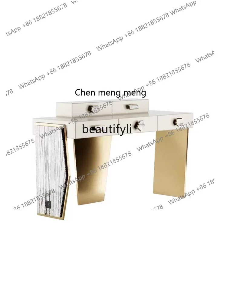 

ss7486 Italian Light Luxury Modern Villa Bedroom High-End Dressing Table Designer Customized New Product Home Gold Makeup Table