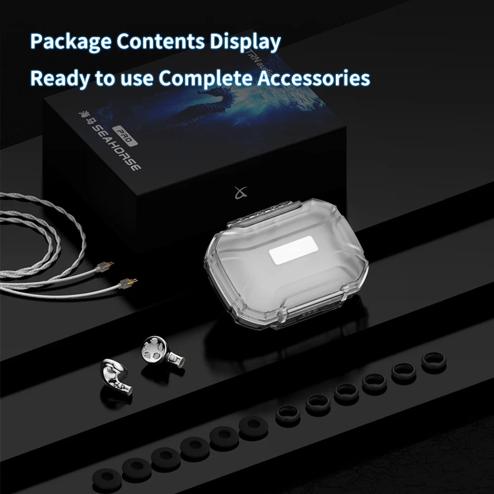 TRN SEAHORSE Pro Unggulan Kabel Dapat Diganti Earbud Kepala Datar Earphone Dinamis dengan Kabel 0.78 2 Pin