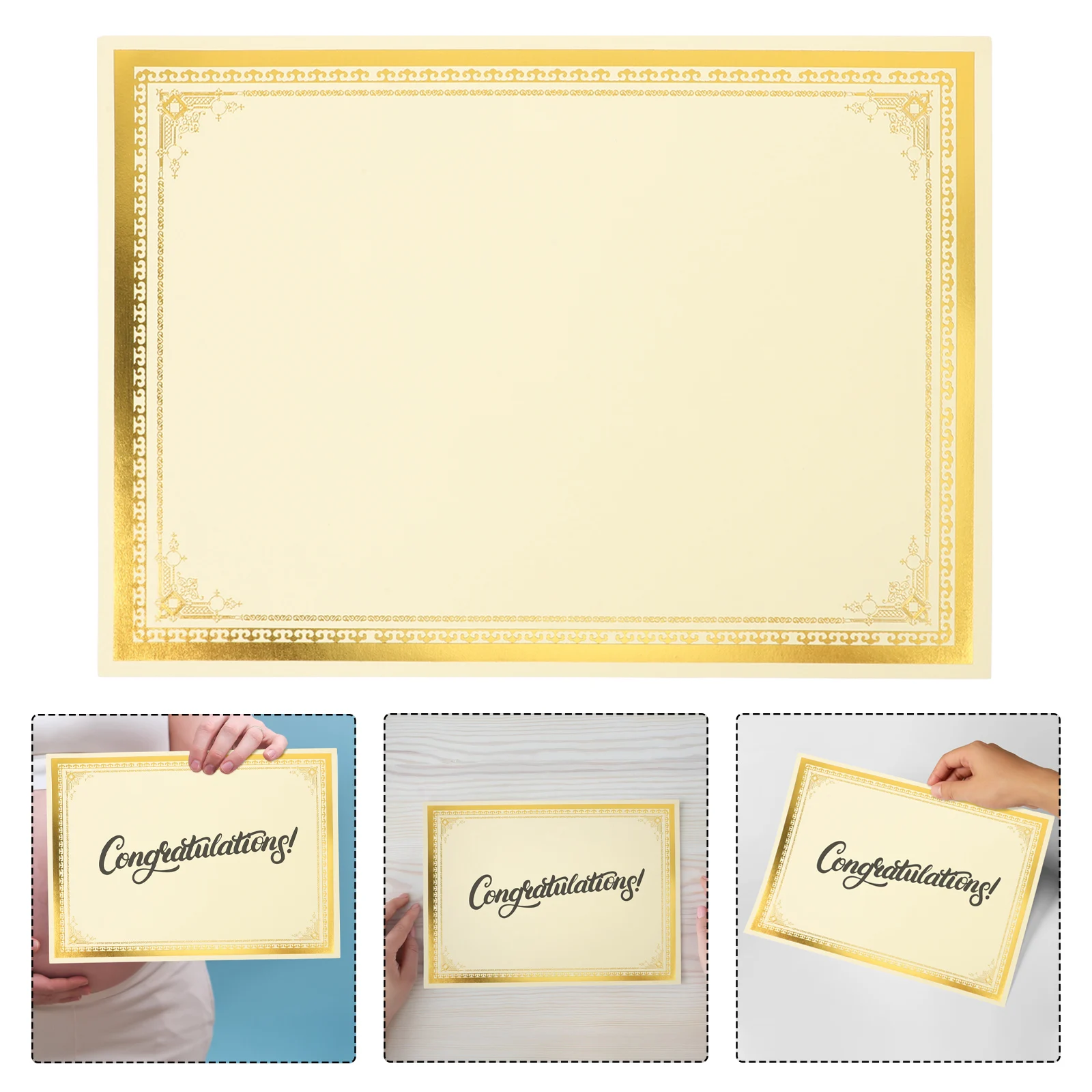

10 Pcs Gold-stitched Border Paper A4 Blank Printing Award Thicken Certificate Inserts Diploma Trim