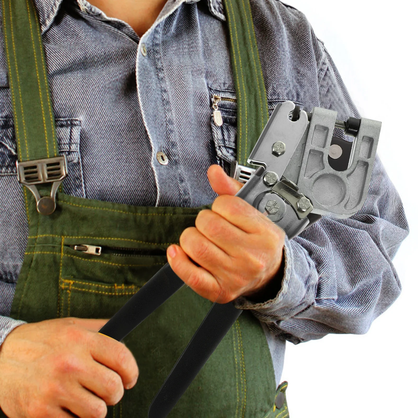 

Steel Crimper Punch Lock Single Hand Keel Fastening Plier Ergonomic Non-Slip Handle Drywall Tool Crimping Pincer