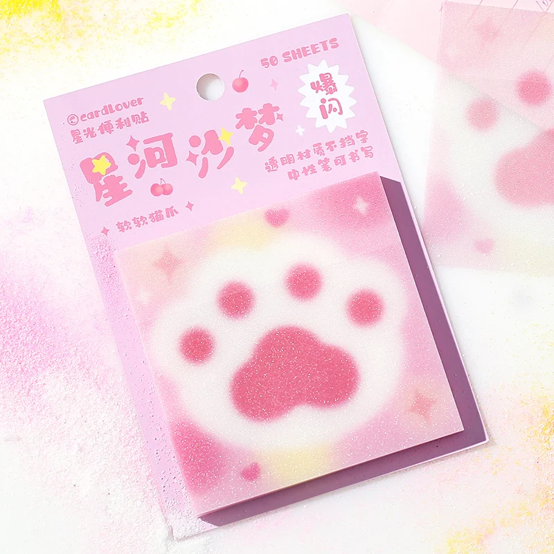 50Pcs Butterfly Cat Paw Sticky Notes Message Notes Paper N times Paste Decor Collage DIY Scrapbook Notepad School Stationery