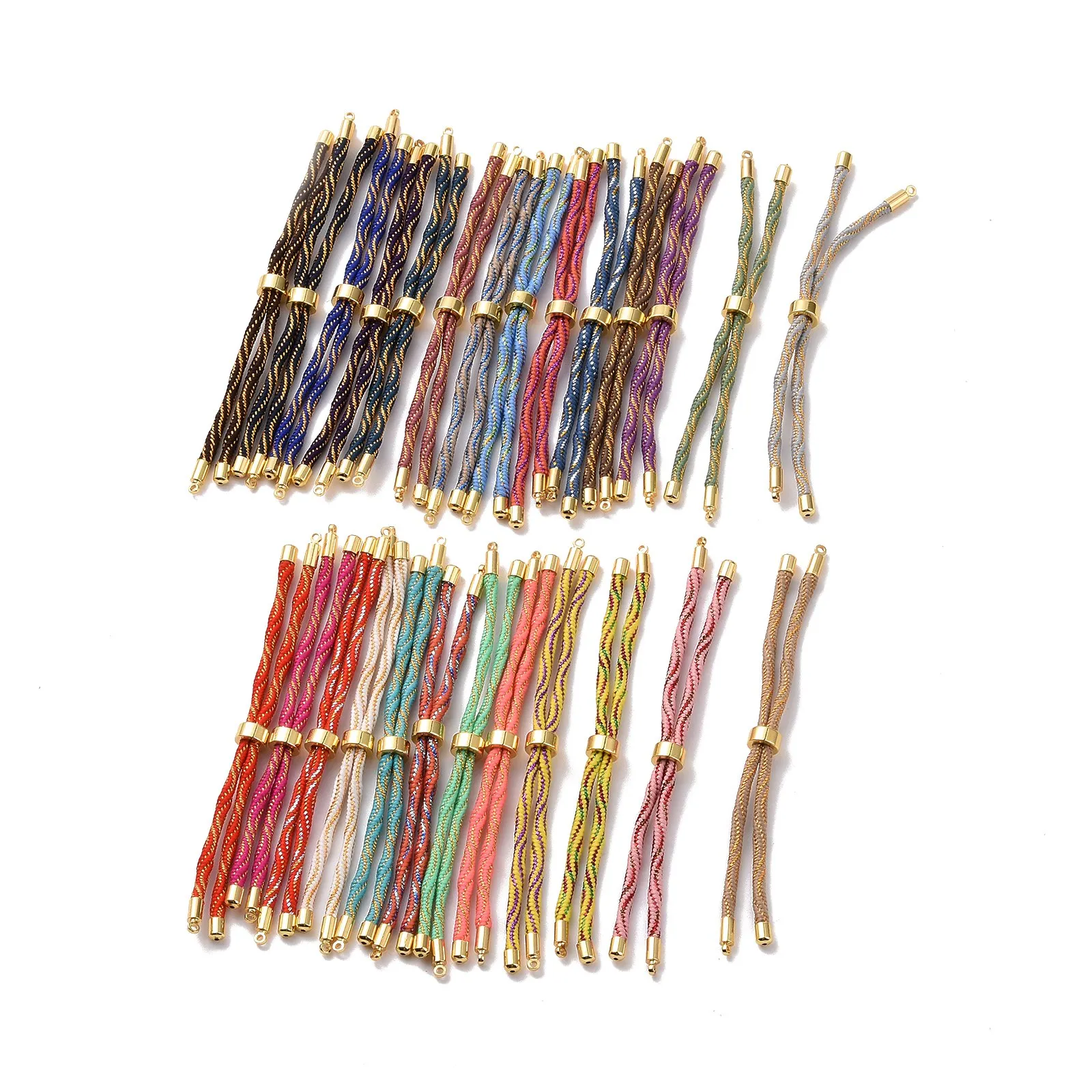 20pcs Braid Nylon Cord Slider Bracelets Gold Color Brass Findings For DIY Handmade Bracelet Making Jewelry Accessories