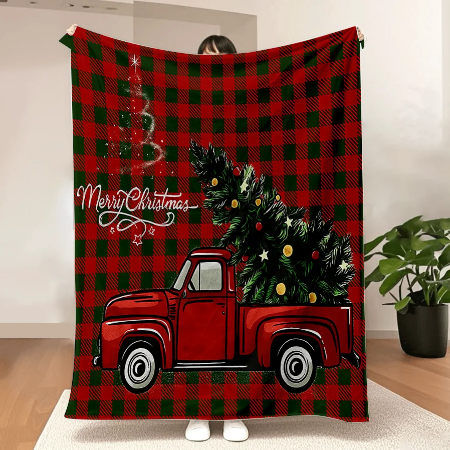 Frohe Weihnachten Flanell-Fleece-Decke, gemütliche Mikrofaser-Plüsch-Überwurfdecken für Bett, Sofa, Couch, Reisen, Camping, 300 g