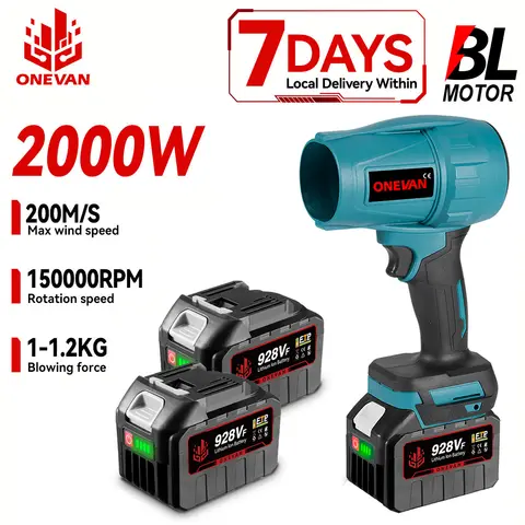 ONEVAN 2000W 200M/S Brushless Electric Turbo Fan Cordless Leaf Air Blowers Snow Dust Blowing Power Tool For Makita Battery Pin