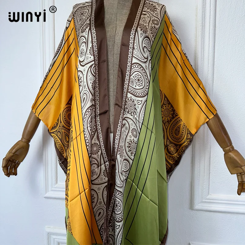 WINYI Women Bohemian print Elegant dress African Cardigans Outerwear For Women Summer Sexy Lady Swimwear Kimonos beach cover up