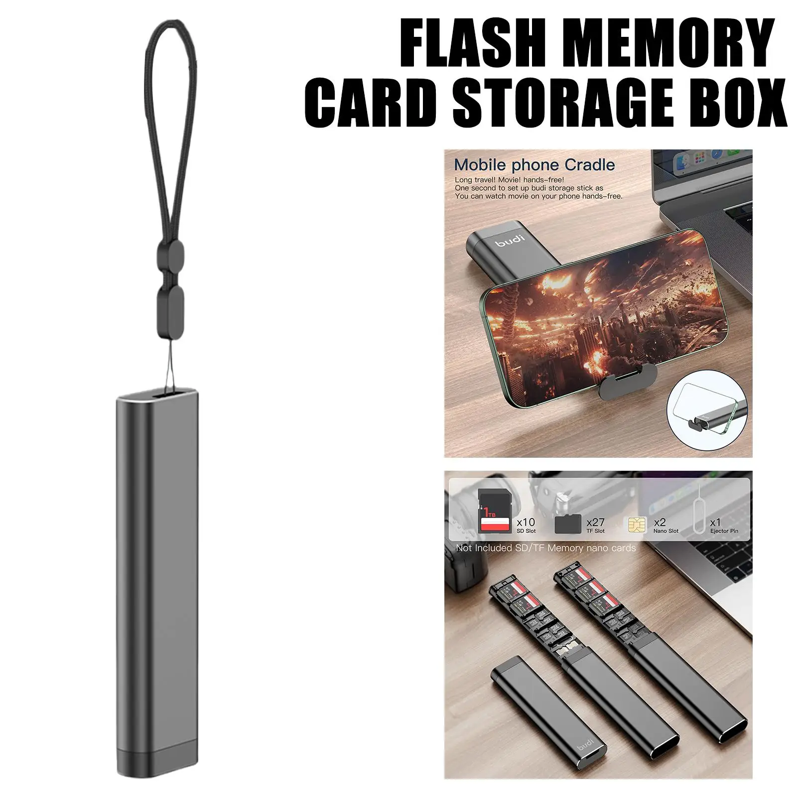 Budi Portable Multi-functional Cable Card Storage Box Card Sdhc 30 In Sdxc 1 Storage Tf Box D1q3