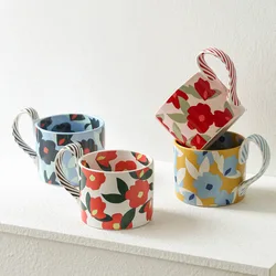 High Beauty Ceramic Cup Korean Ins Style Mug Creative Office Coffee Cups Breakfast Milk Mugs with Hand Gift Couple Water Cup