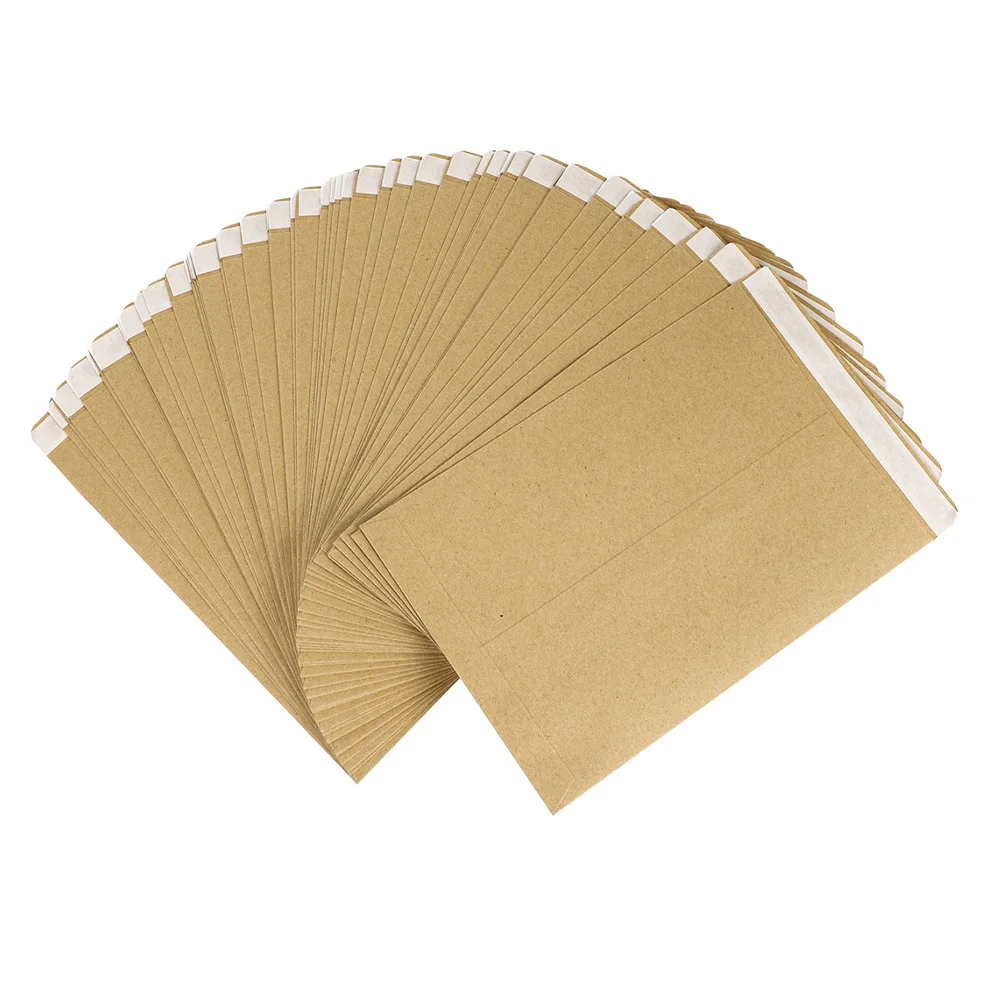 100Pcs Kraft Paper Vintage Document Envelopes Multi-Function Portable File Pouch Convenient Document Bag Office Supply
