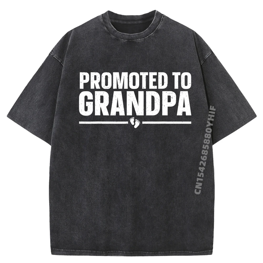 

Cool Promoted To Grandpa For Grandfather New Grandpa Grahpic Tee Shirt High Quality Men's T-Shirt Classic Washed Shirt
