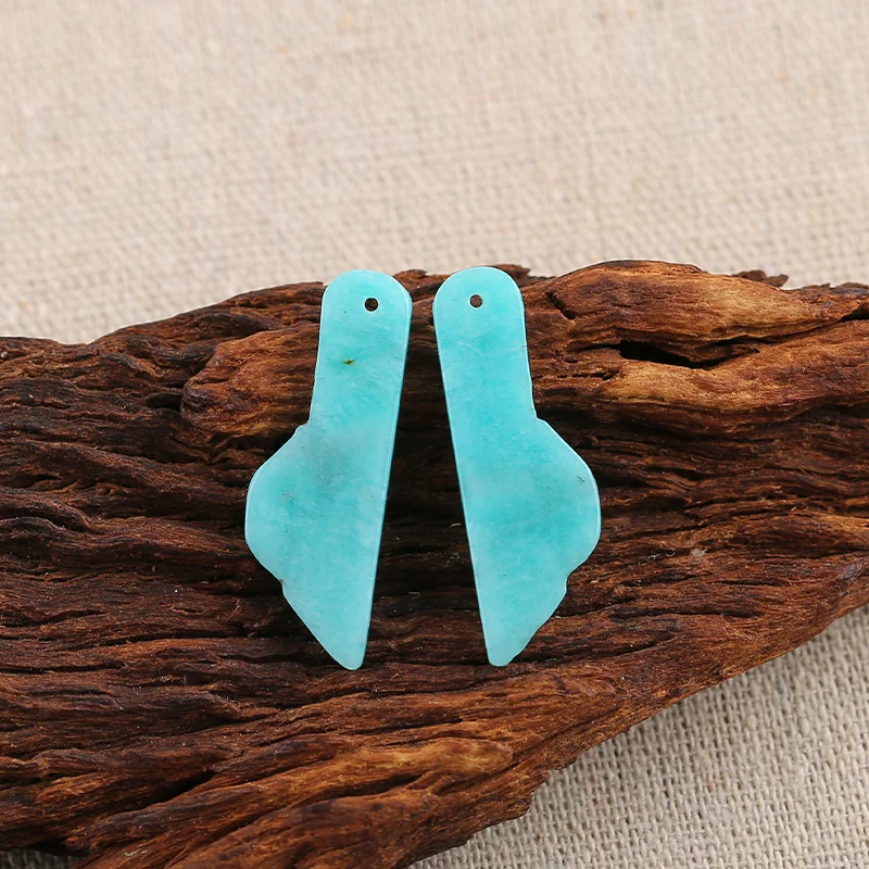 B&F Handmade Amazonite Pendants, Genuine Natural stones beads, Unique Stones for jewelry & DIY Earring Beads
