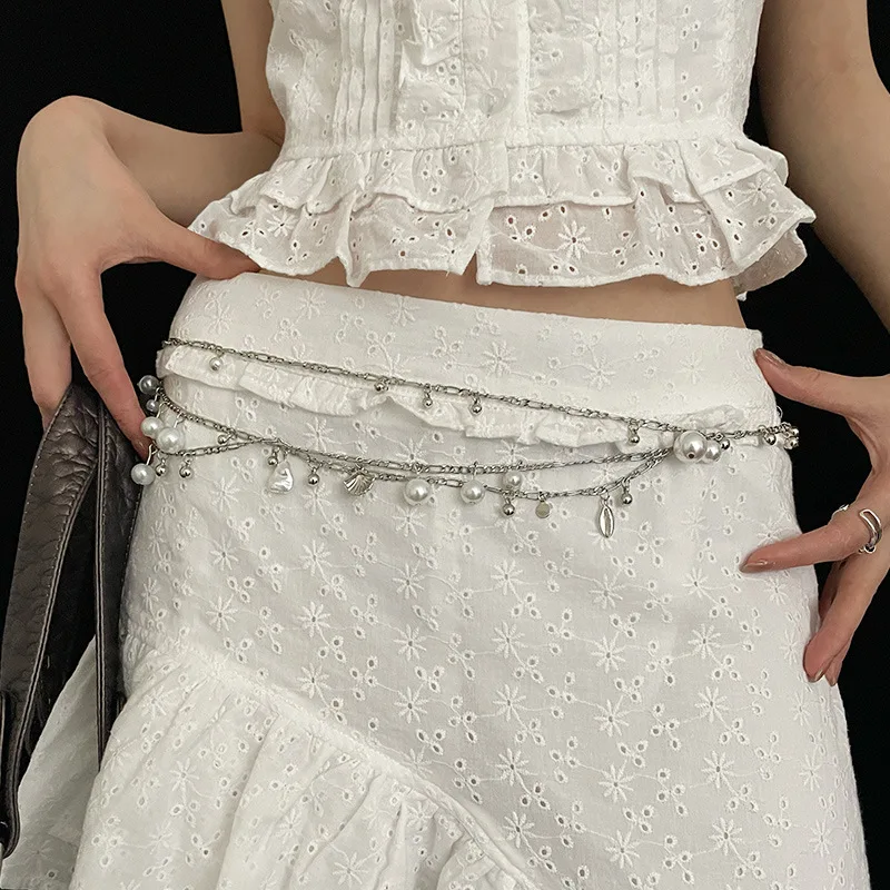 Advanced Multi Layer Pearl Shell Waist Chain for Women's Skirts and Dresses with Elegant and Versatile Chain Decoration Belt
