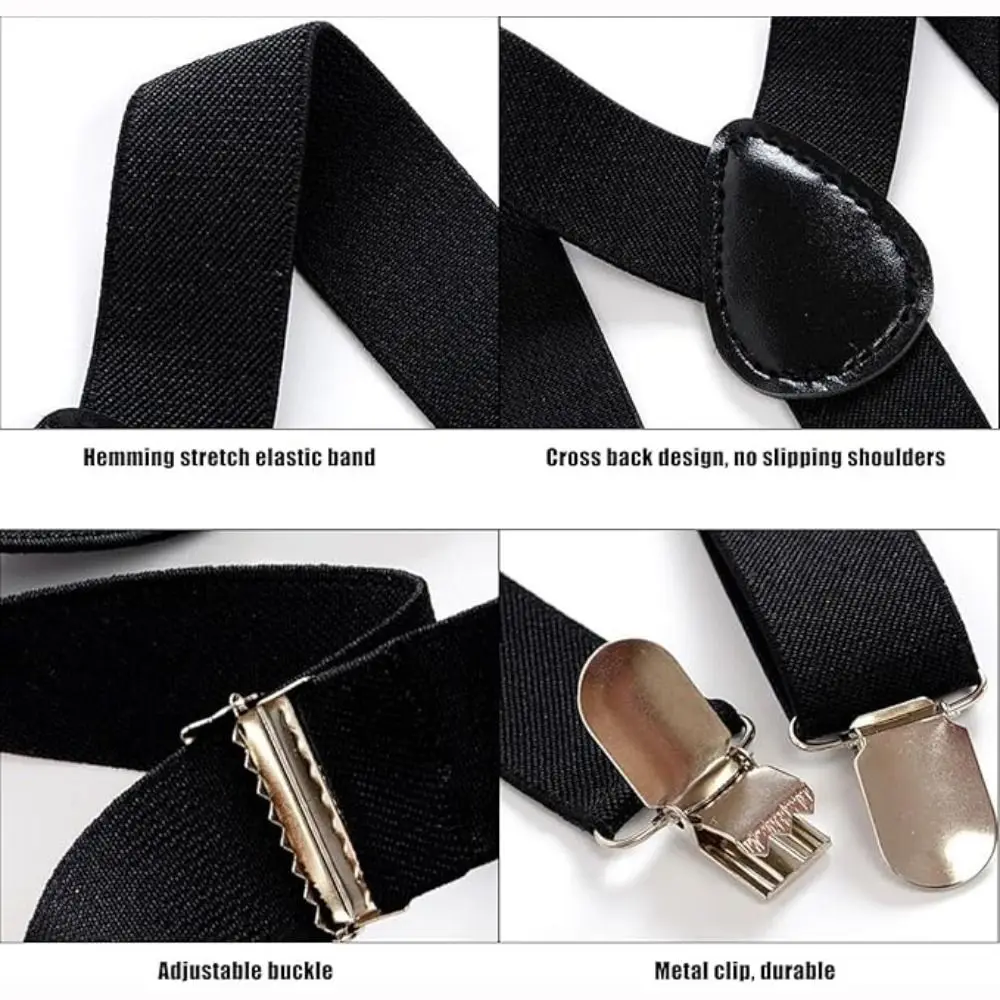 Classic Accessory Adjustable Suspenders Elastic Solid Color Braces Y-Back Braces