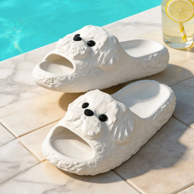 

Женские шлепанцы на платформе EVA, летние, с мультяшным рисунком собаки, дизайнерские, для дома и улицы, пляжные, мягкие, нескользящие, легкие