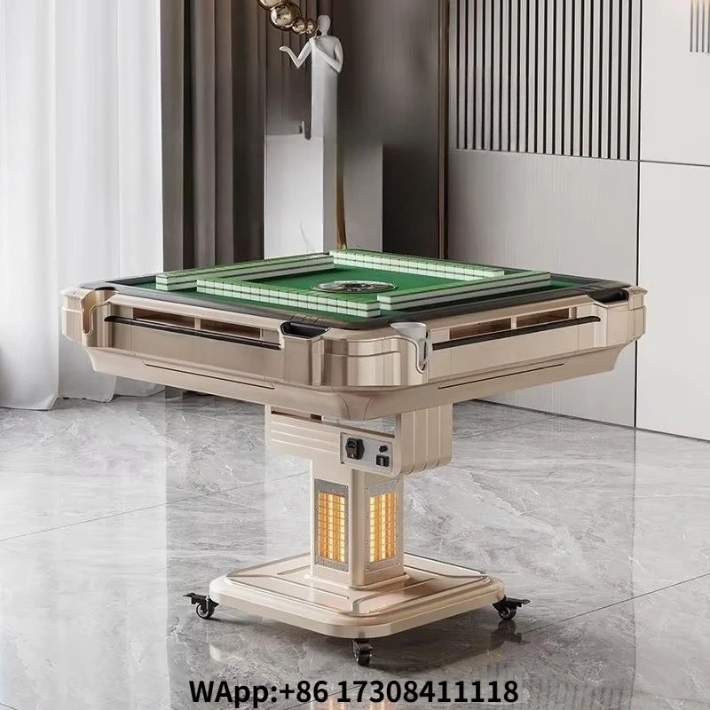 Hot Selling Modern Luxury Champagne Gold Foldable Automatic Mahjong Machine Professional Quality Silent Four-Side Heating for