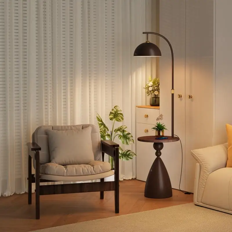 

Modern Simple Coffee Table Integrated Floor Lamp LED Living Room Bedroom Sofa Shelf Floor Lamp Room Warm Home Floor Lamp