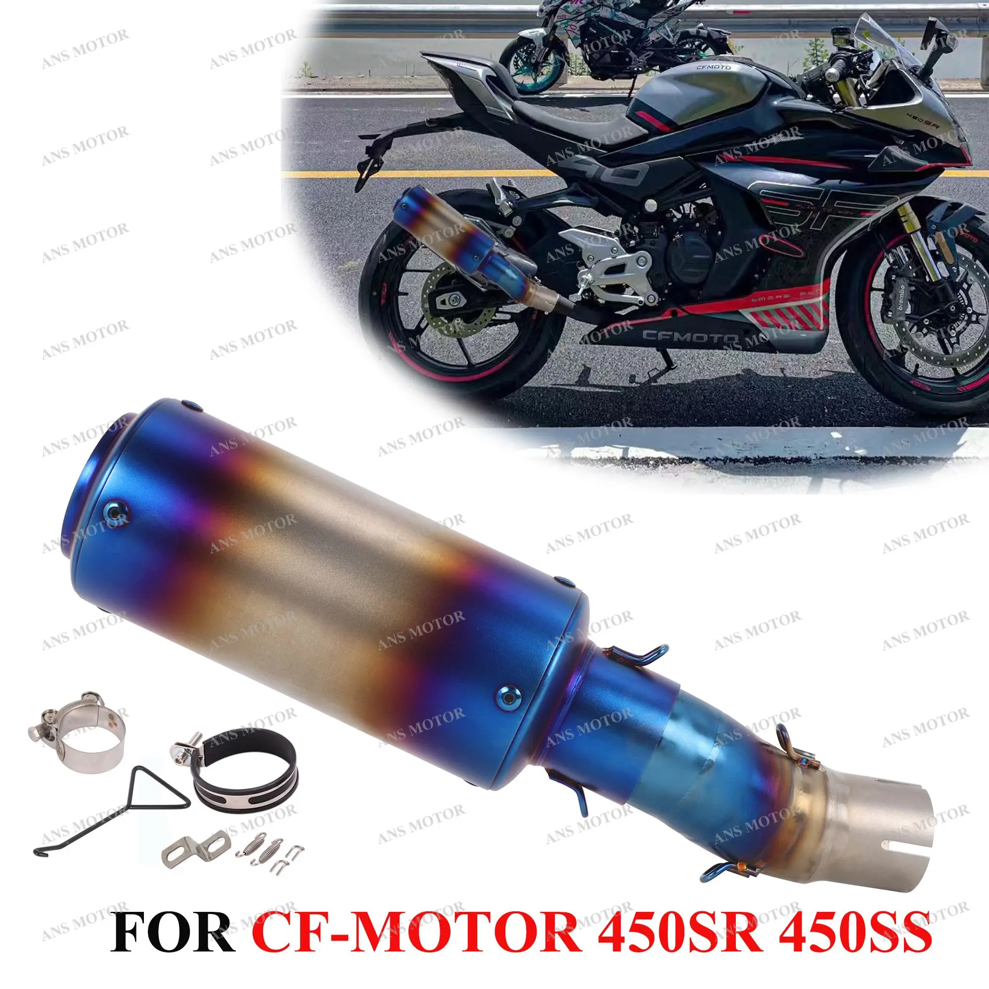 Slip On For CFMOTO 450SR 450SS 450NK 2022 -2024 Exhaust System Middle Link Pipe 51MM Modify 450SR Exhaust Escape