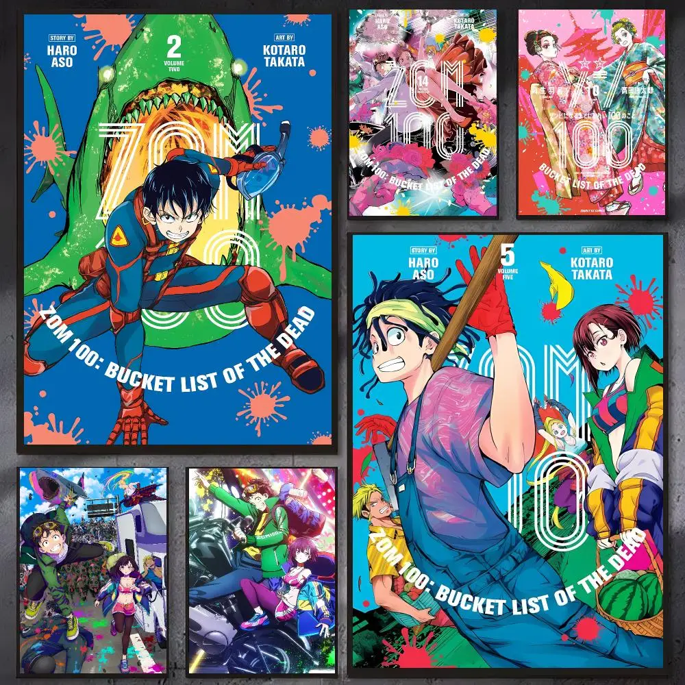 Zombie comedy anime Zom 100: Bucket List of the Dead Poster Wall Ornament Home Decor Young Decor Fans