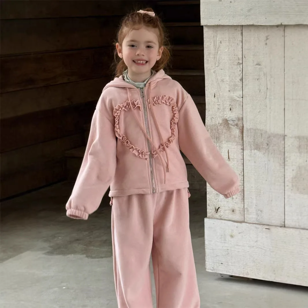 

Children Clothes Set 2026 Spring Summer Girls Long-sleeved Hooded Sweatshirt Sweet and Versatile Pants Two-piece Set