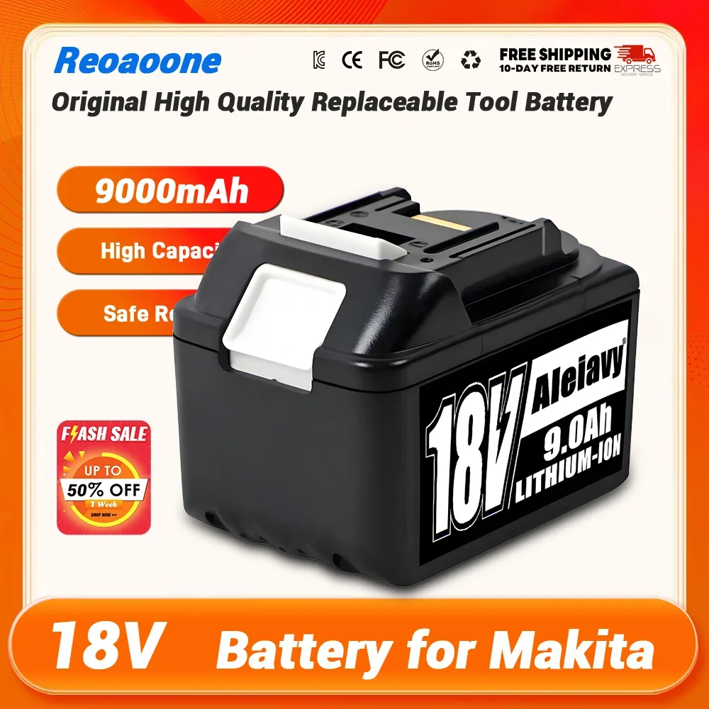 

Reoaoone 18V Battery Rechargeable 9000mAh For Makita Electric Power Tool Lithium Ion battery 18Volt Li-ion Batteries BL1860