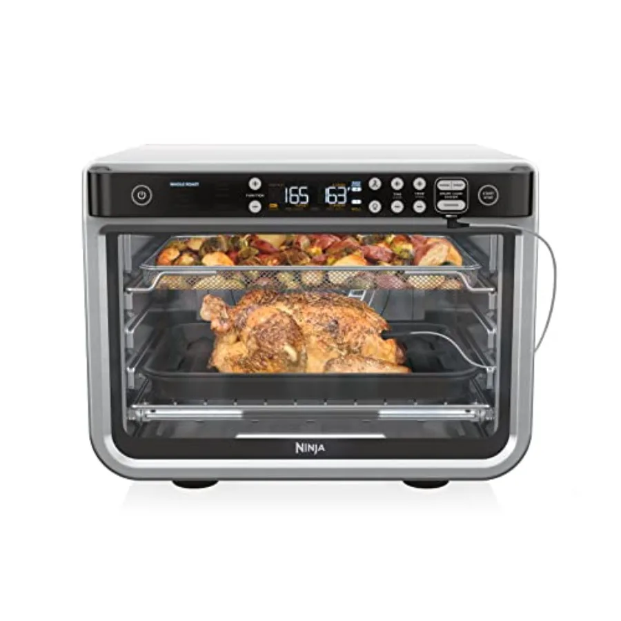 Horno de aire inteligente Foodi 10 en 1 XL para hornear, asar, tostar y rostizar, de acero inoxidable plateado, 450F, con convección verdadera.