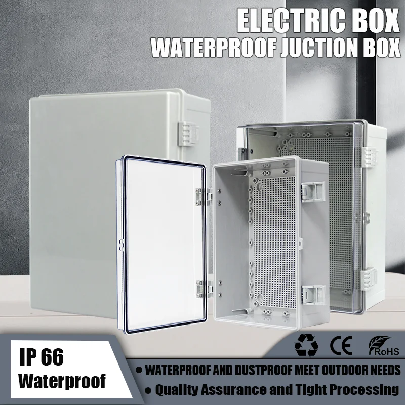Boîtier en plastique ABS Transparent étanche IP67, boîte de jonction de Distribution d'énergie extérieure, boîtier pour instruments électroniques
