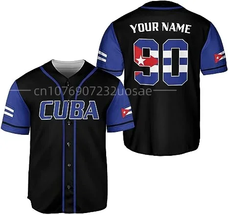 2024 New Cuba Flag 3D Printed Mesh Fiber Baseball Jersey Top T-shirt Men\'s and Women\'s Street Apparel Short Sleeve Sports