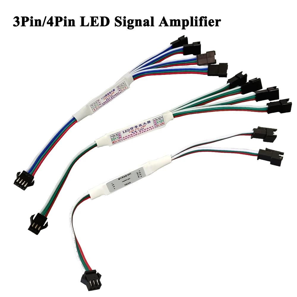 

Mini LED Signal Amplifier 1-to-2/4/8 TTL Repeater Module for WS2812B/SK6812 RGBIC Strip 3Pin/4Pin Addressable Pixel Lights 5-24V