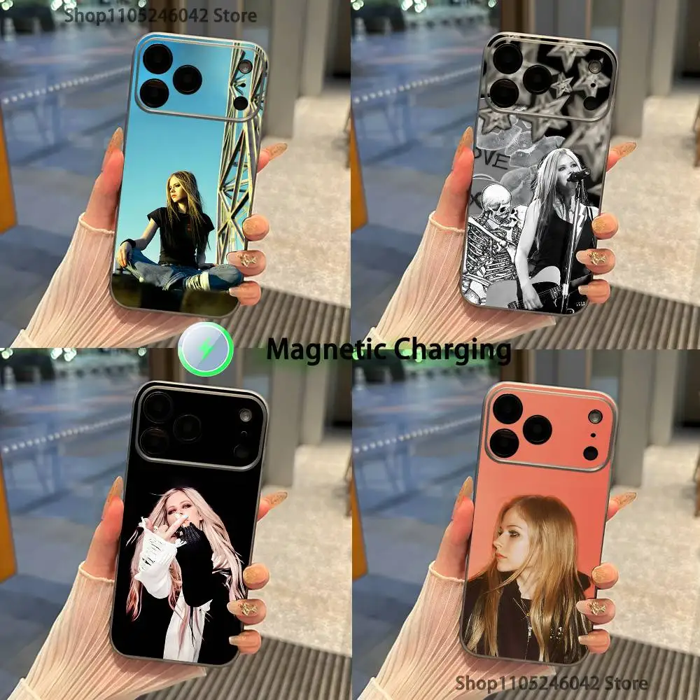 

Singer Avril L-Lavigne Magnetic Wireless Charging Transparent gray Phone Case For iPhone 17,16,15,14,13,12,11,Pro,Max,Plus