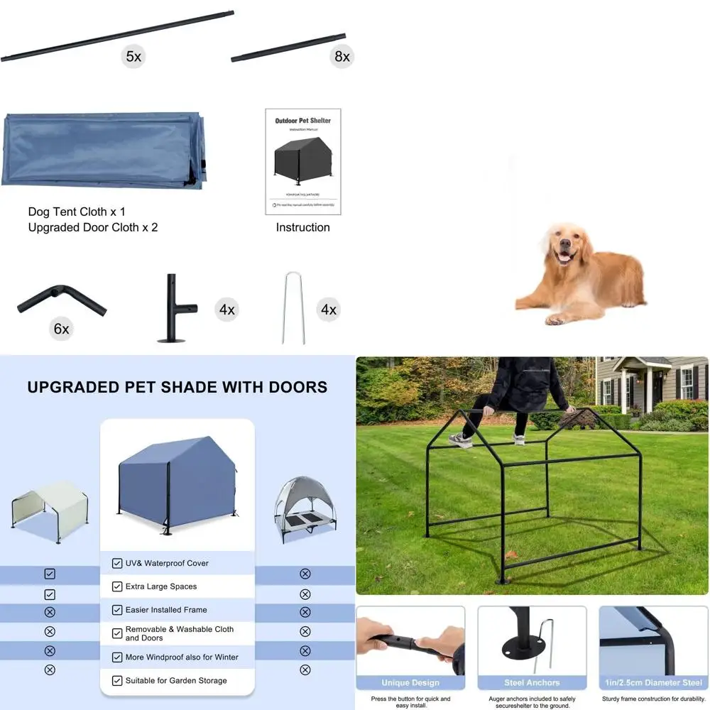 

Spacious 4x4x3.6ft Outdoor Dog House for Large Breeds, Weather-Resistant Shelter with Enhanced Doors, Ideal for Dogs, Cats, and