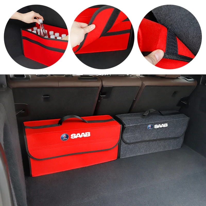 حقيبة تخزين السيارة صندوق منظم أشتات قابل للطي لـ Saab 93 93X 95 96 97 94X 92X 99 9X 9000 TurboX Phoenix Sonett