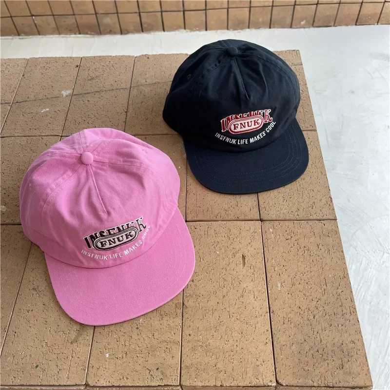 Niche Contrast Color Flat Eaves Cap Female Summer Peaked Cap Korean Style Retro Easy Matching Hip Hop Baseball Cap Couple