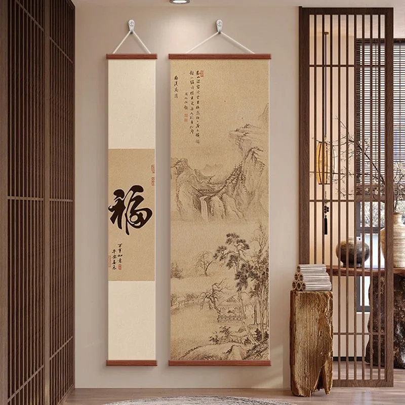 Chinese Style Zen Scroll Wall Art Paintings Room Decor Aesthetic Vinatge Poster Home Office Decoration