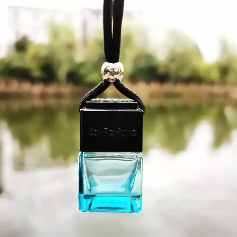 8ml Air Freshener Car-styling Perfume Pendant For Essential Oils Car Perfume Bottle Square Red/Blue Transparent Package