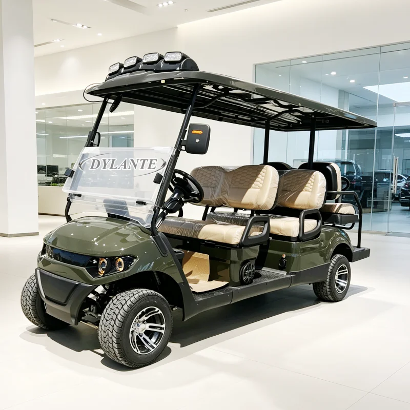 High Torque 6 Person Electric Golf Shuttle 72V Lithium Battery Four Wheel Low Speed All‑Weather Golf Cart