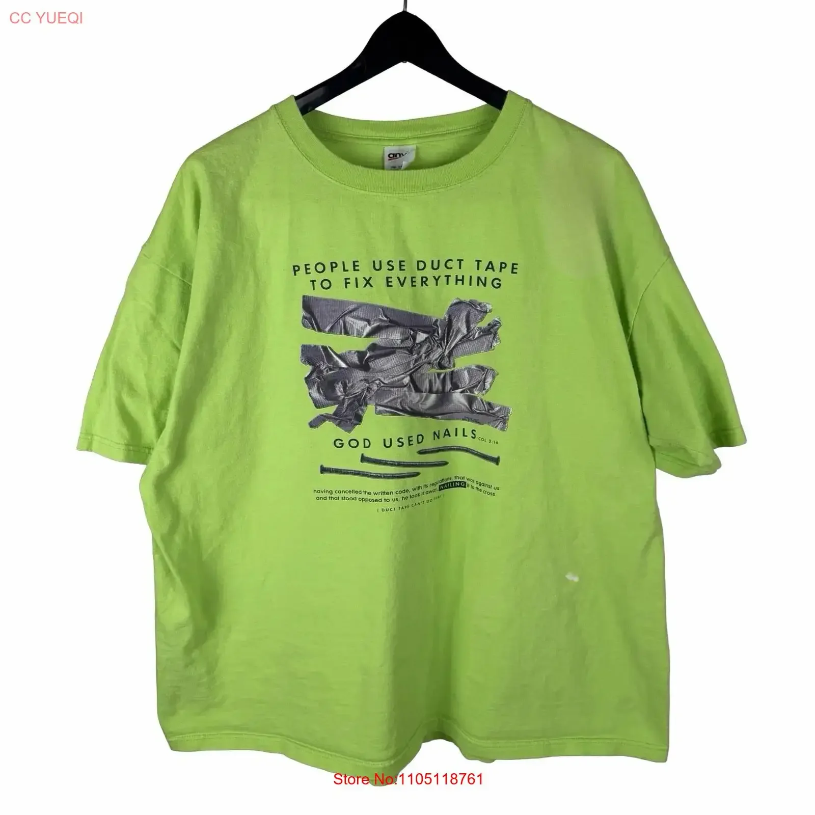 Vintage 2000s People Use Duct Tape Jesus Used Nails Religious T Shirt Size 2XL long or short sleeves vintage Washed Slightly