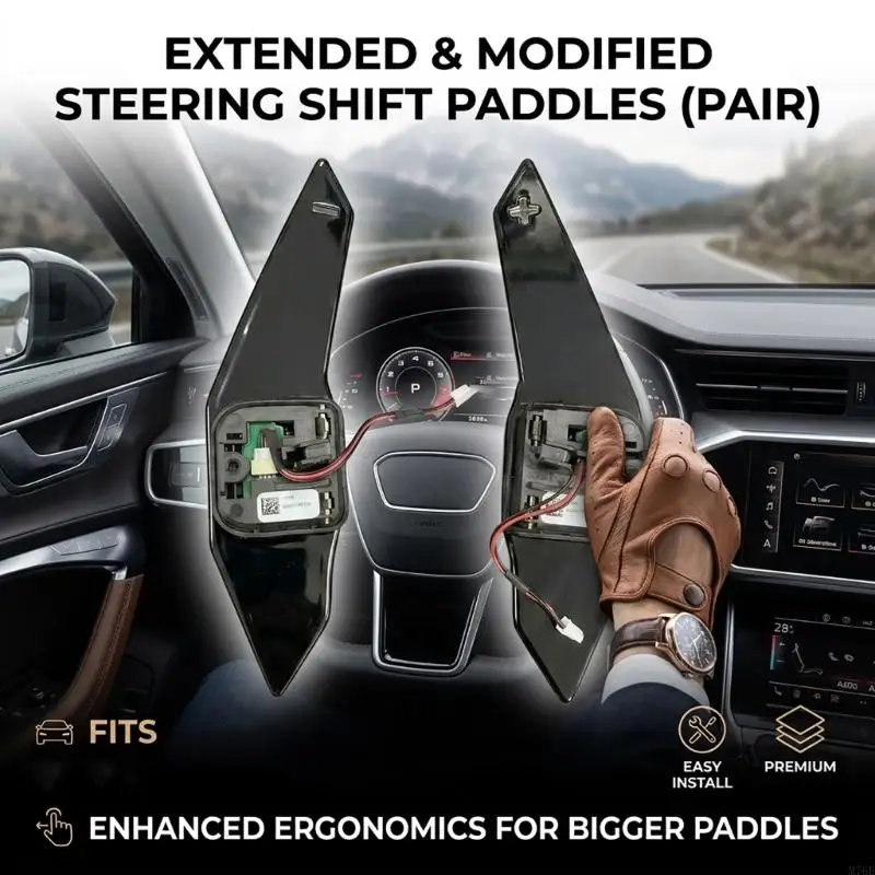 M76E Ergonomische, stilvolle Lenkrad-Schaltwippen, ABS-Design für schnelle Reaktion und bequemen Halt beim Fahren, 1 Paar – Detail 3