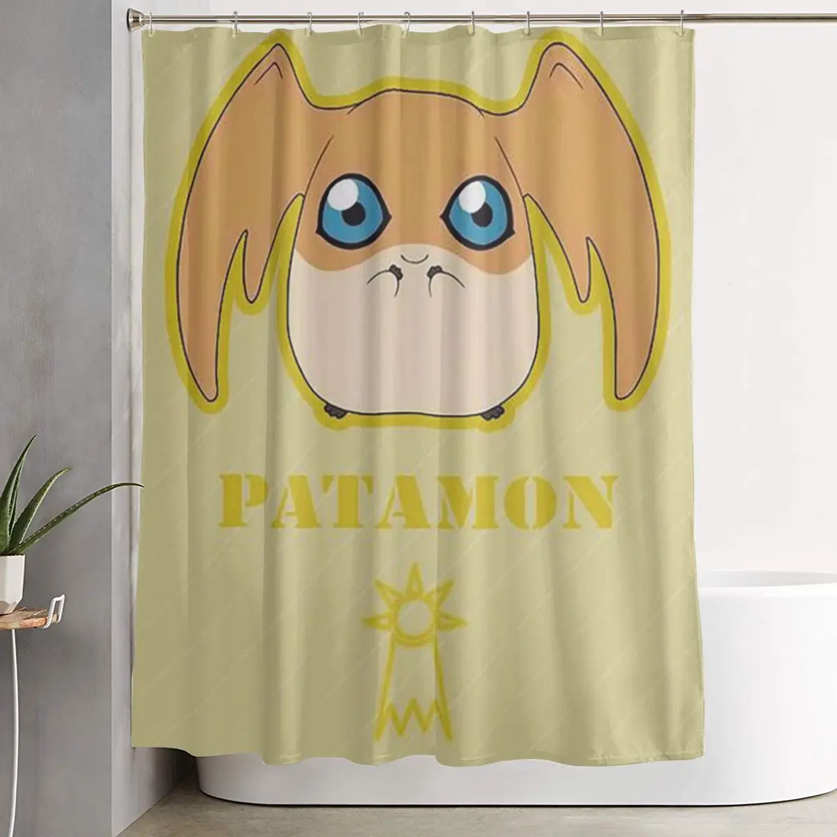 

Anime Digimon Patamon Shower Curtain Bathroom Polyester Waterproof Bath Curtains with Hooks