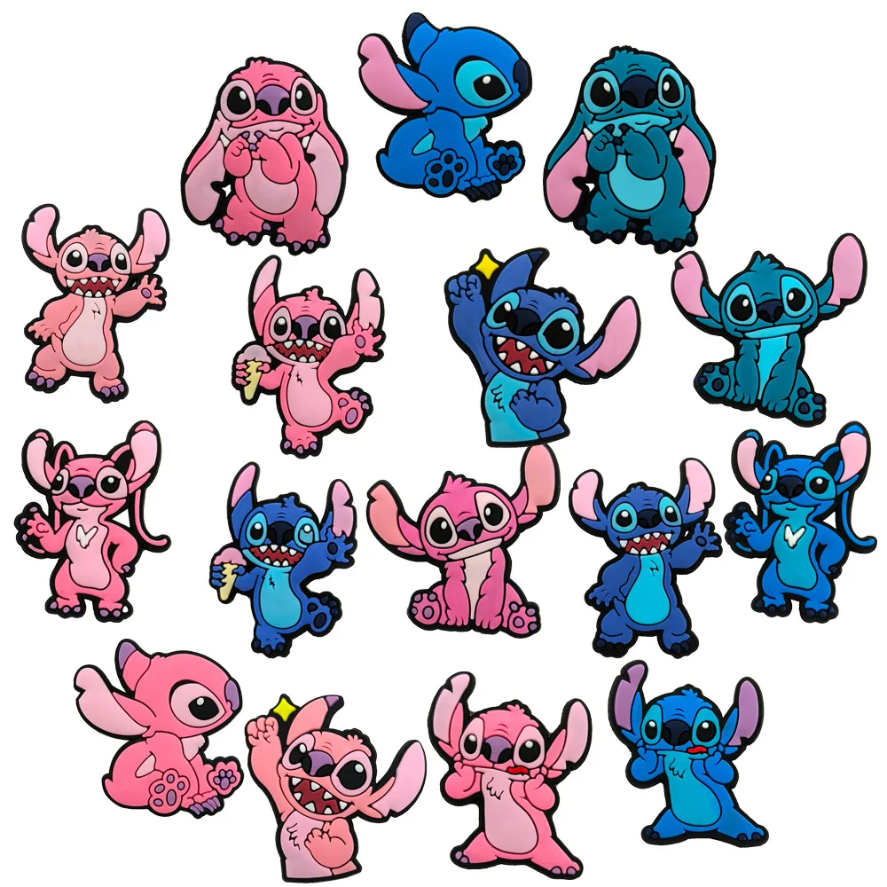 16 breloques Potdemiel Stitch pour chaussures, accessoires de décoration DIY, épingles à chaussures, sandales à bulles