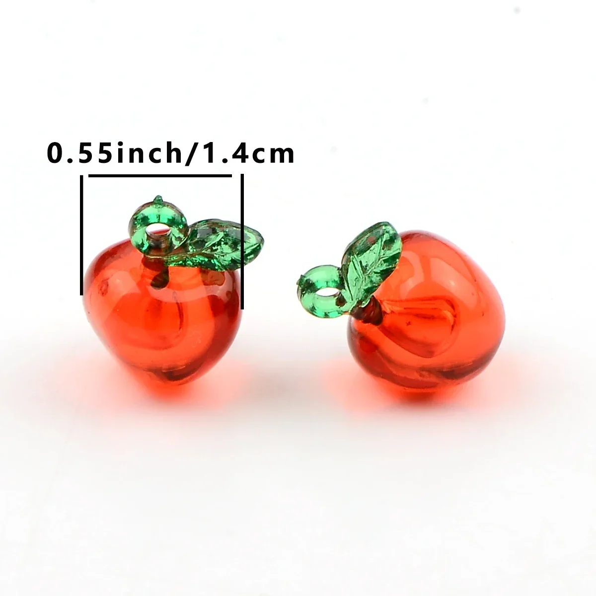 15PCS Cartoon red apple shape Acrylic beads Creative Christmas Eve fruit bead for jewelry making DIY phone chain&Pen Accessories