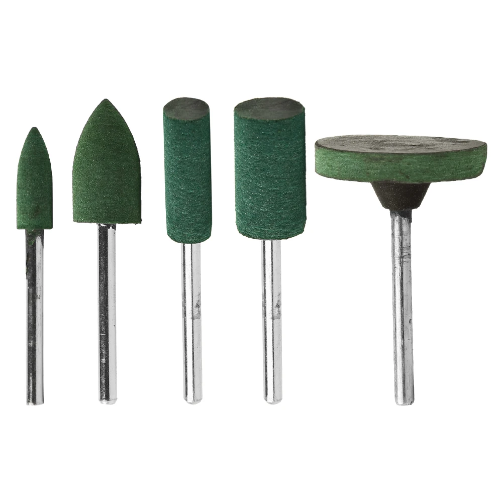 Novas cabeças de moagem de borracha para remoção de ferrugem 5 pçs conjunto liga de borracha para polimento de jade greensilver jóias