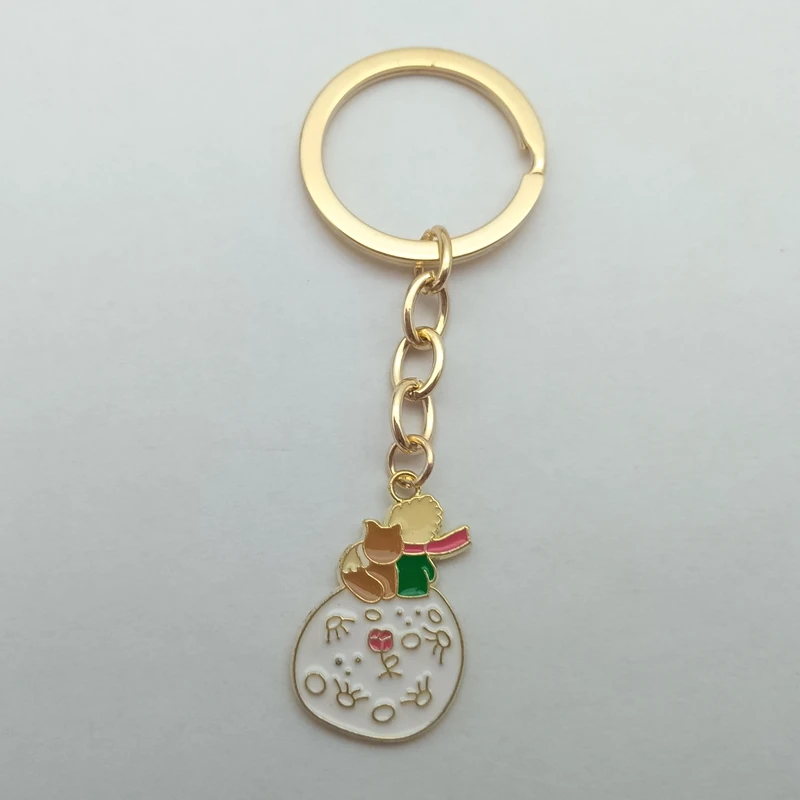 Fashion Little Prince Keychain Cute Rose Personality Pendant Keychain Clothes Backpack Chain Small Jewelry Valentine's Day Gift