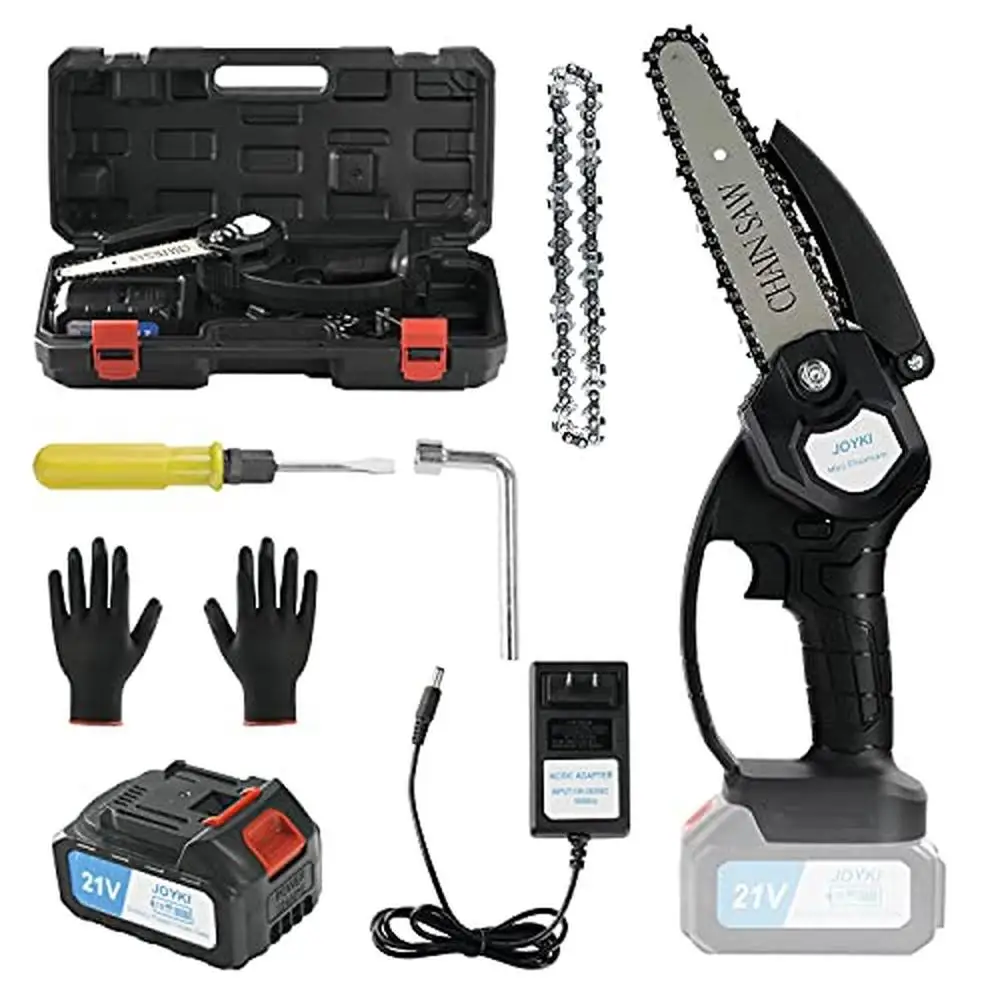 

Portable Mini Chainsaw Kit 6-Inch Cordless Electric Chain Saw Rechargable One-Handed Wood Cutting Tool 21V Lithium-Ion Battery