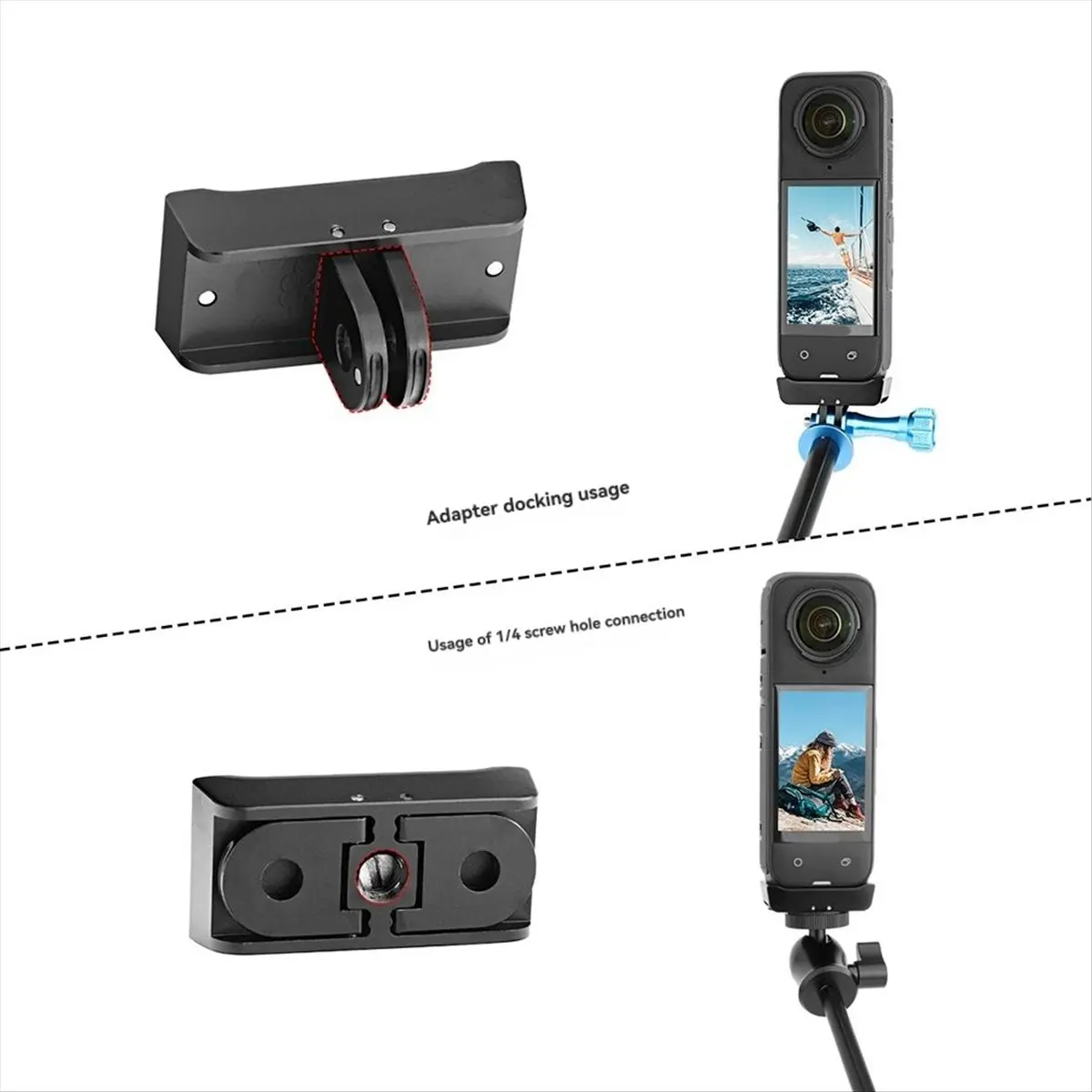 A73T Adapter for Insta360 X5 X4 Cameras 1/4 Screw Hole Conversion Quick Release Adapter Accessory for Secure Attachment