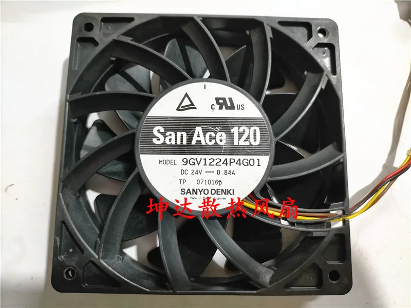 Sanyo Denki 9GV1224P4G01 DC 24V 0.84A 120x120x25mm 4-Wire Server Cooling Fan