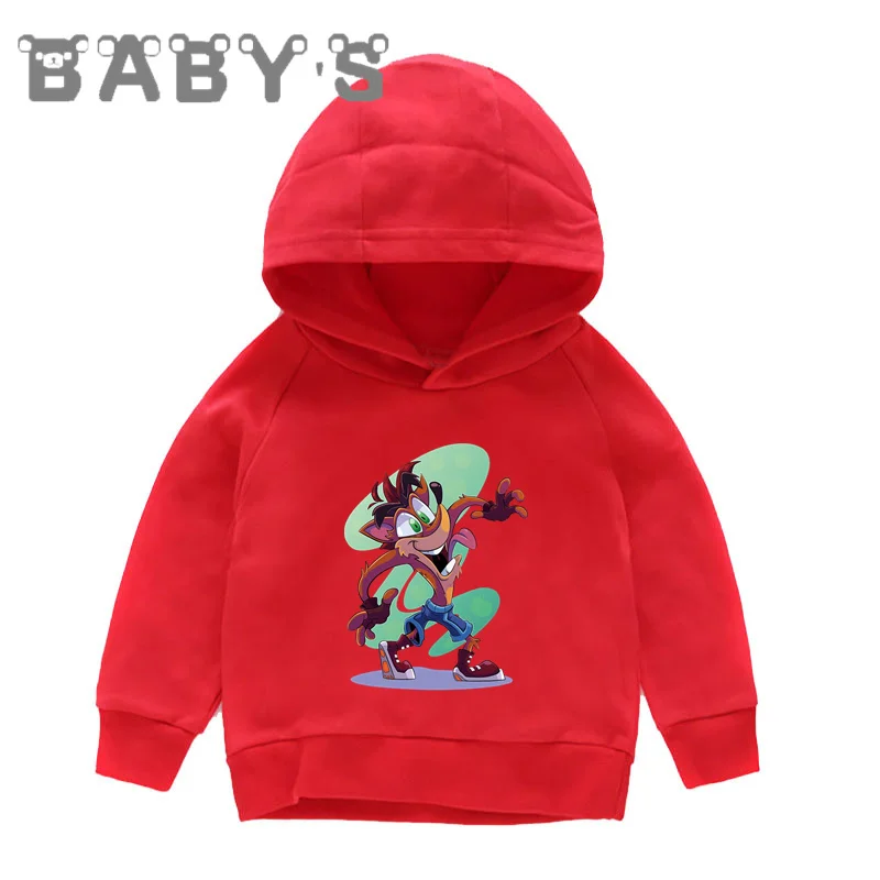 Crash Bandicoot Print Cartoon Kids Hoodies Funny Game Boys Girls Sweatshirts Autumn Children Clothes Cotton Baby Tops,KMT5872