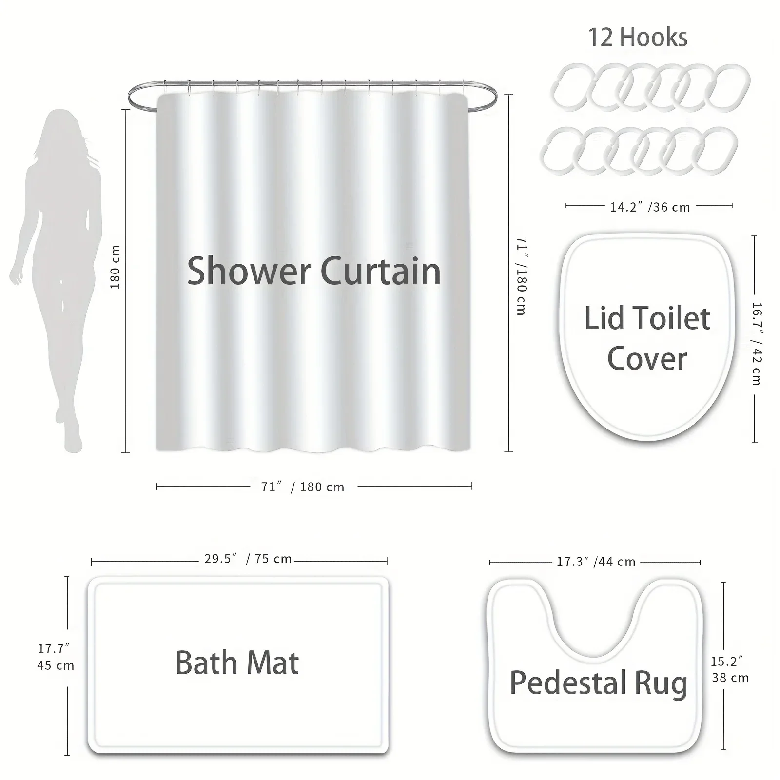 1pcs Chic Abstract Grey Lines Shower Curtain Set - Durable Waterproof Design Versatile Decor for Modern Bath Space