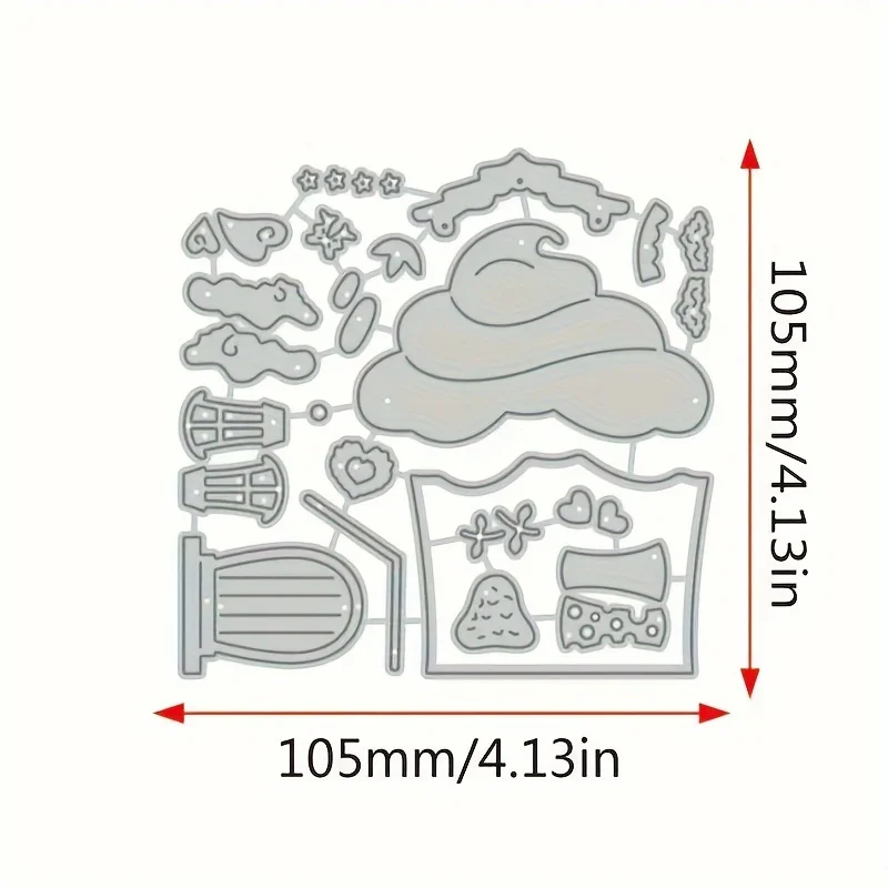 2024 New Ice Cream House Metal Cutting Die for Scrapbooking Decoration Handmade Stencil DIY Card Make Mould Model Craft Kid Gift