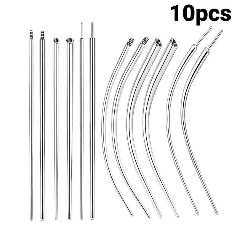 10pcs Stainless Steel Insertion Pin Taper Guide Rod Piercing Stretching Tool For Internally & Externally Threaded Jewelry