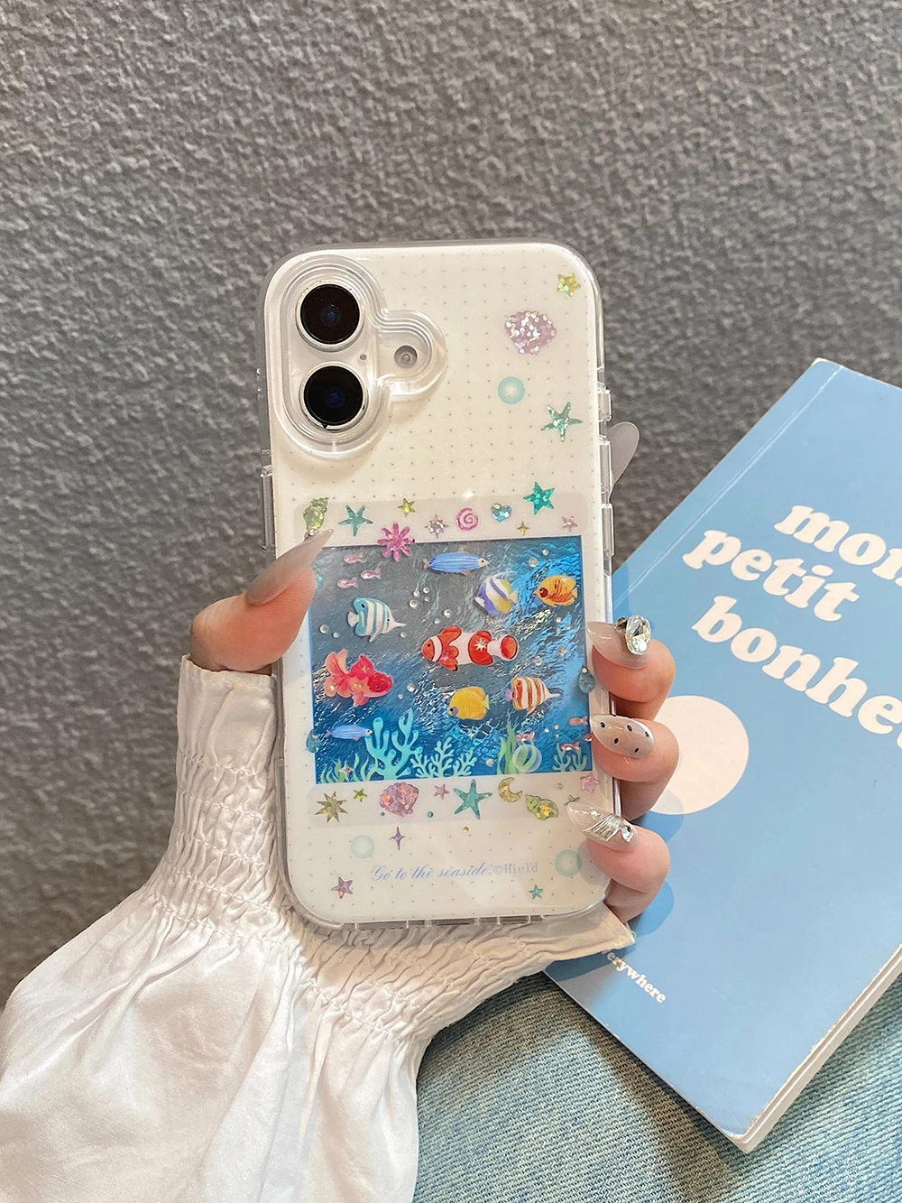 Niedliche koreanische blaue Ozean-rote Karpfenfisch-Handyhülle für iPhone 14 15 16 17 Pro Max 13 15pro, weiche, stoßfeste Abdeckung für iPhone 16 Hülle – Detail 3